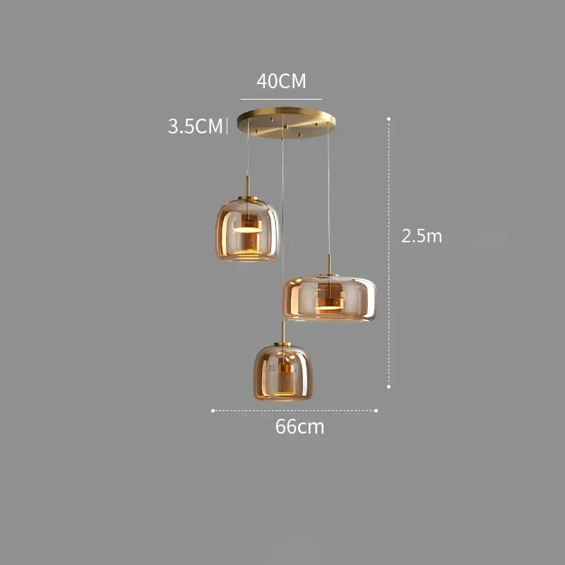 Nordische Hanglamp Glas LED Cognac Rookgrijs Scandinavisch | Sansoti