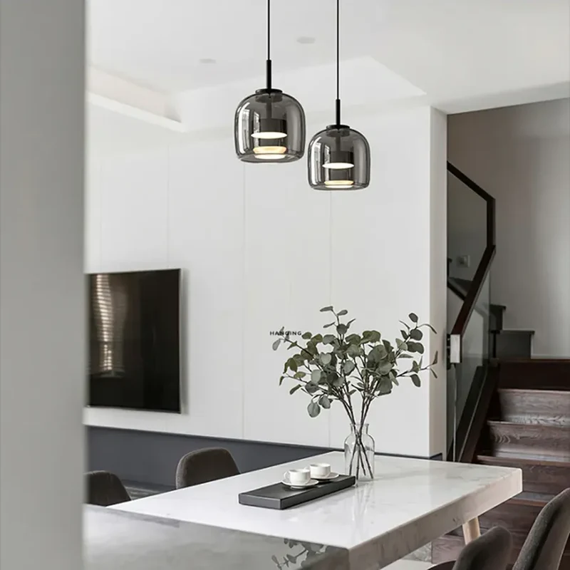Nordische Hanglamp Glas LED Cognac Rookgrijs Scandinavisch | Sansoti