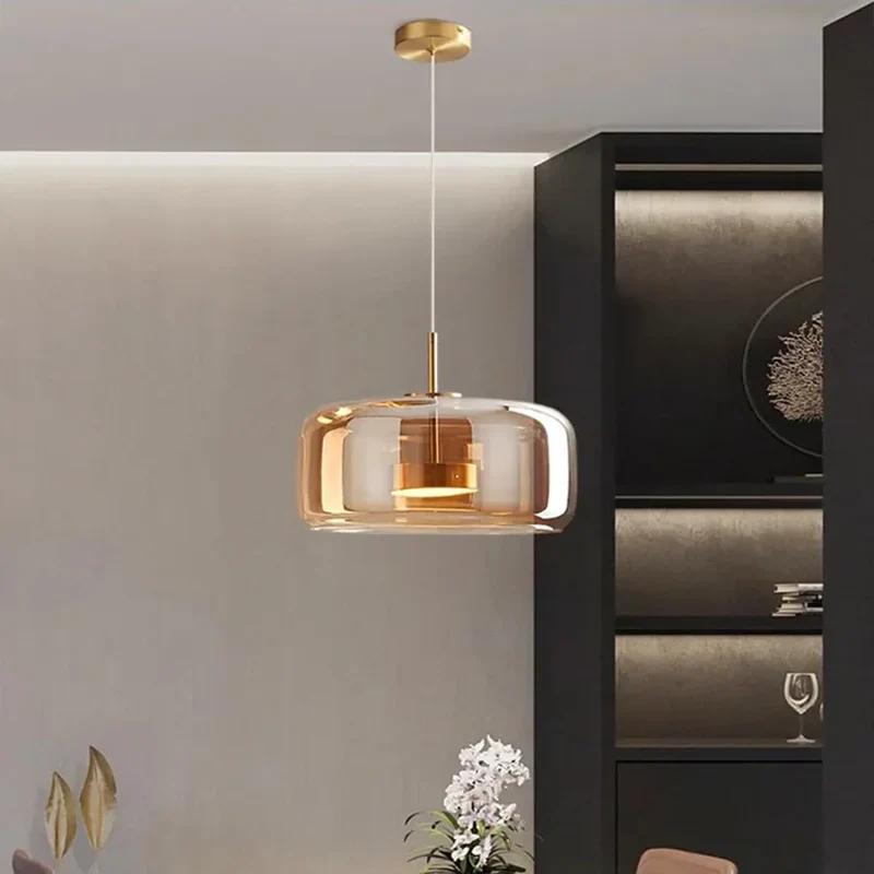 Nordische Hanglamp Glas LED Cognac Rookgrijs Scandinavisch | Sansoti