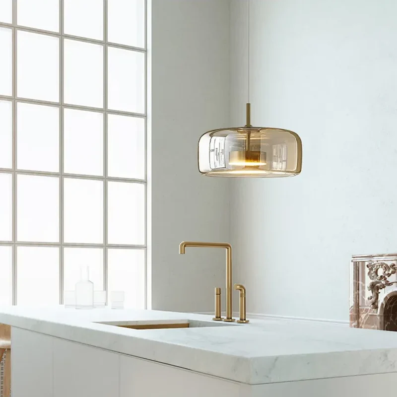 Nordische Hanglamp Glas LED Cognac Rookgrijs Scandinavisch | Sansoti