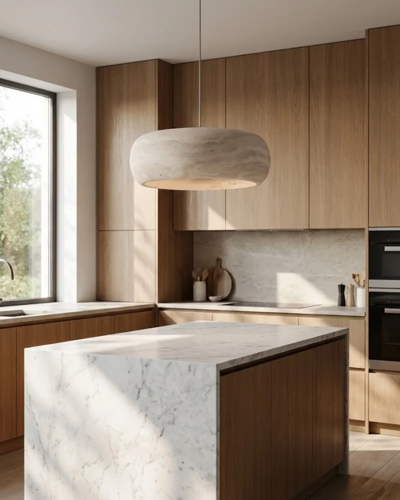 Vintage Hanglamp Crème Steentextuur Wabi Sabi Design | Scandinavische Eetkamer Verlichting Natuurlijke Sfeer Minimalistisch Interieur | Sansoti