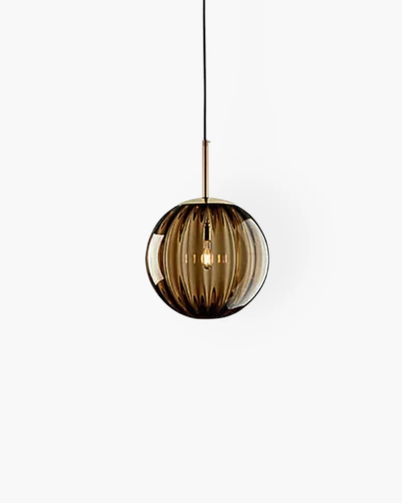 Glazen Hanglamp Bol met Structuur Grijs Bruin Rood Groen Amber Eetkamer Woonkamer | Sansoti