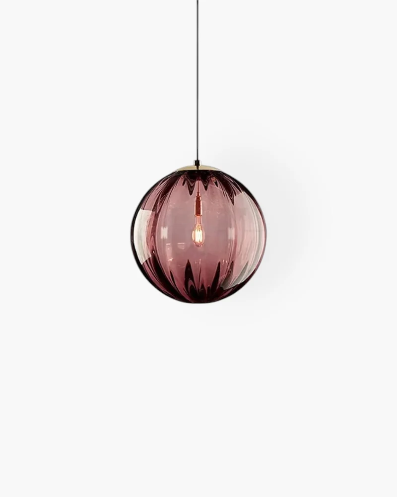 Glazen Hanglamp Bol met Structuur Grijs Bruin Rood Groen Amber Eetkamer Woonkamer | Sansoti