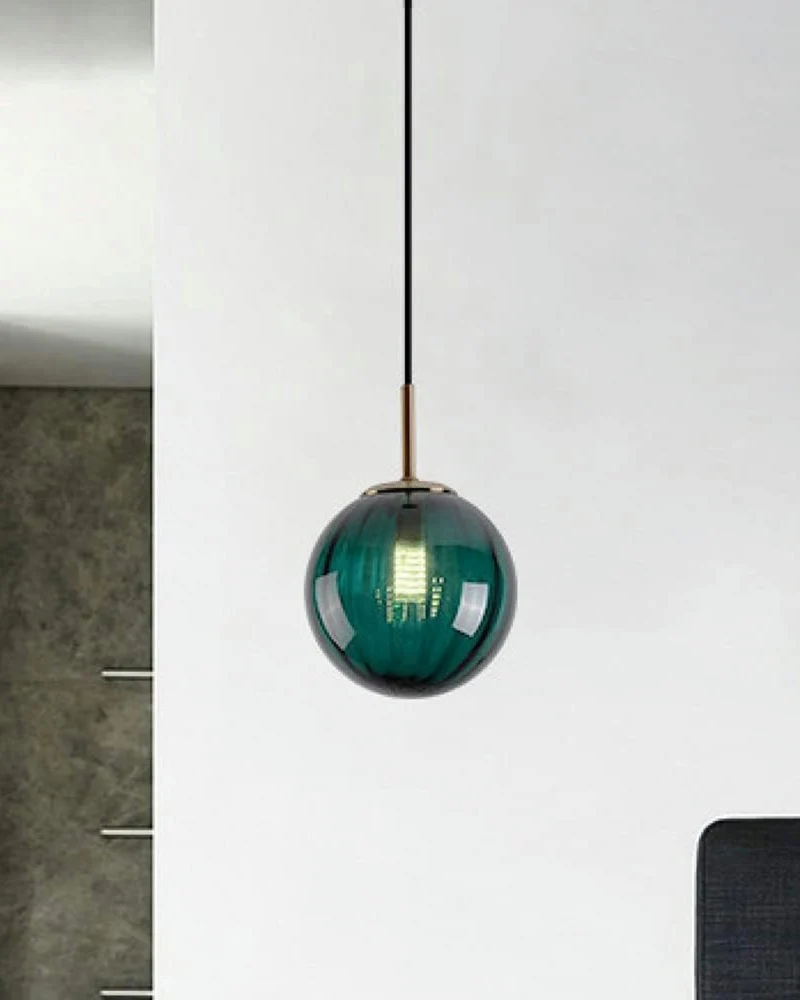 Glazen Hanglamp Bol met Structuur Grijs Bruin Rood Groen Amber Eetkamer Woonkamer | Sansoti
