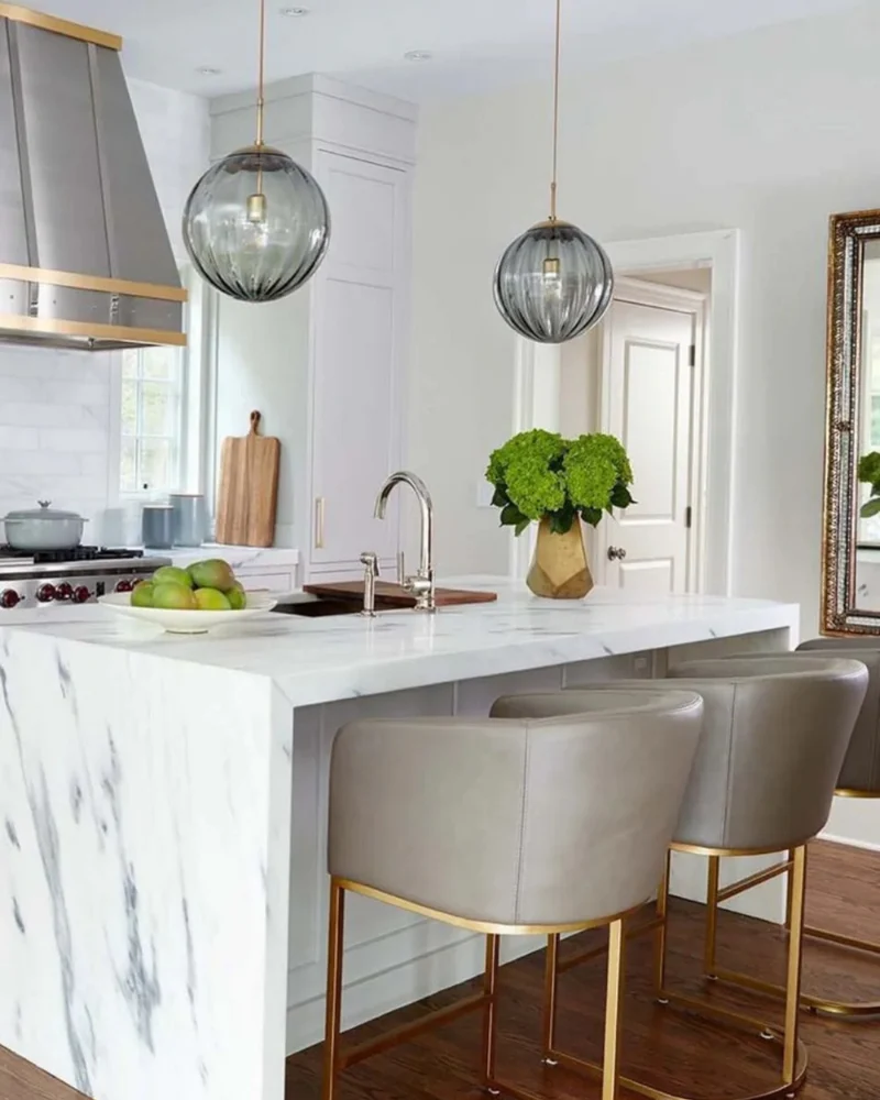 Glazen Hanglamp Bol met Structuur Grijs Bruin Rood Groen Amber Eetkamer Woonkamer | Sansoti