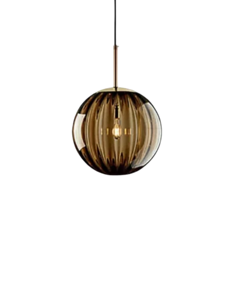 Glazen Hanglamp Bol met Structuur Grijs Bruin Rood Groen Amber Eetkamer Woonkamer | Sansoti