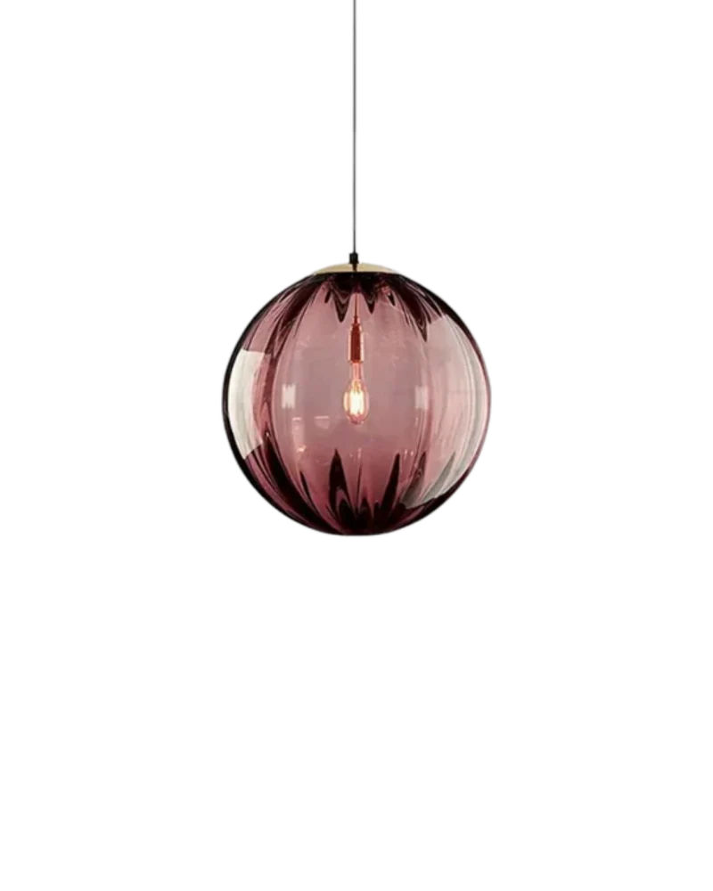 Glazen Hanglamp Bol met Structuur Grijs Bruin Rood Groen Amber Eetkamer Woonkamer | Sansoti
