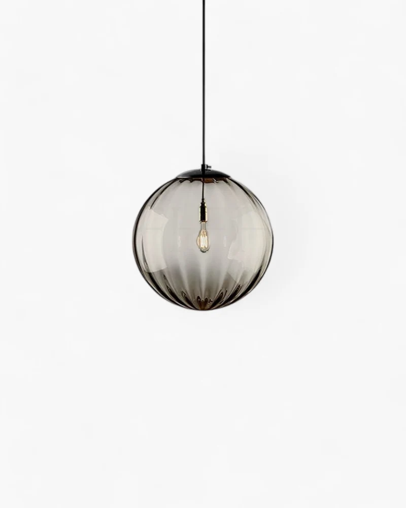 Handgeblazen glazen hanglamp bol met verstelbare kabel grijs blauw bruin rood groen amber 15x22cm 20x25cm sfeerlicht eetkamer woonkamer slaapkamer moderne design verlichting | Sansoti