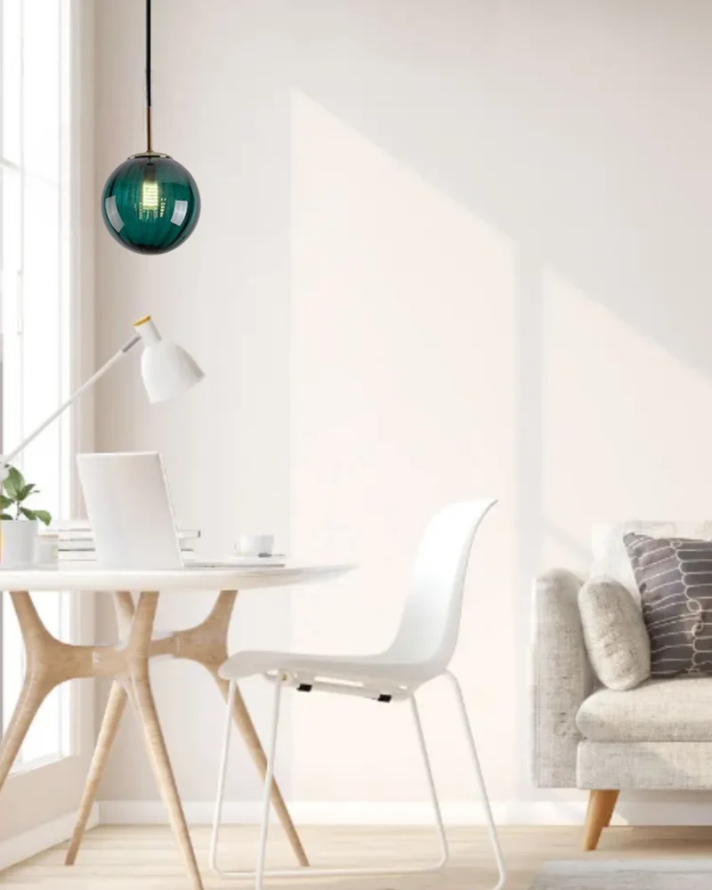 Handgeblazen glazen hanglamp bol met verstelbare kabel grijs blauw bruin rood groen amber 15x22cm 20x25cm sfeerlicht eetkamer woonkamer slaapkamer moderne design verlichting | Sansoti