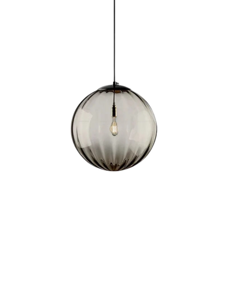 Handgeblazen glazen hanglamp bol met verstelbare kabel grijs blauw bruin rood groen amber 15x22cm 20x25cm sfeerlicht eetkamer woonkamer slaapkamer moderne design verlichting | Sansoti