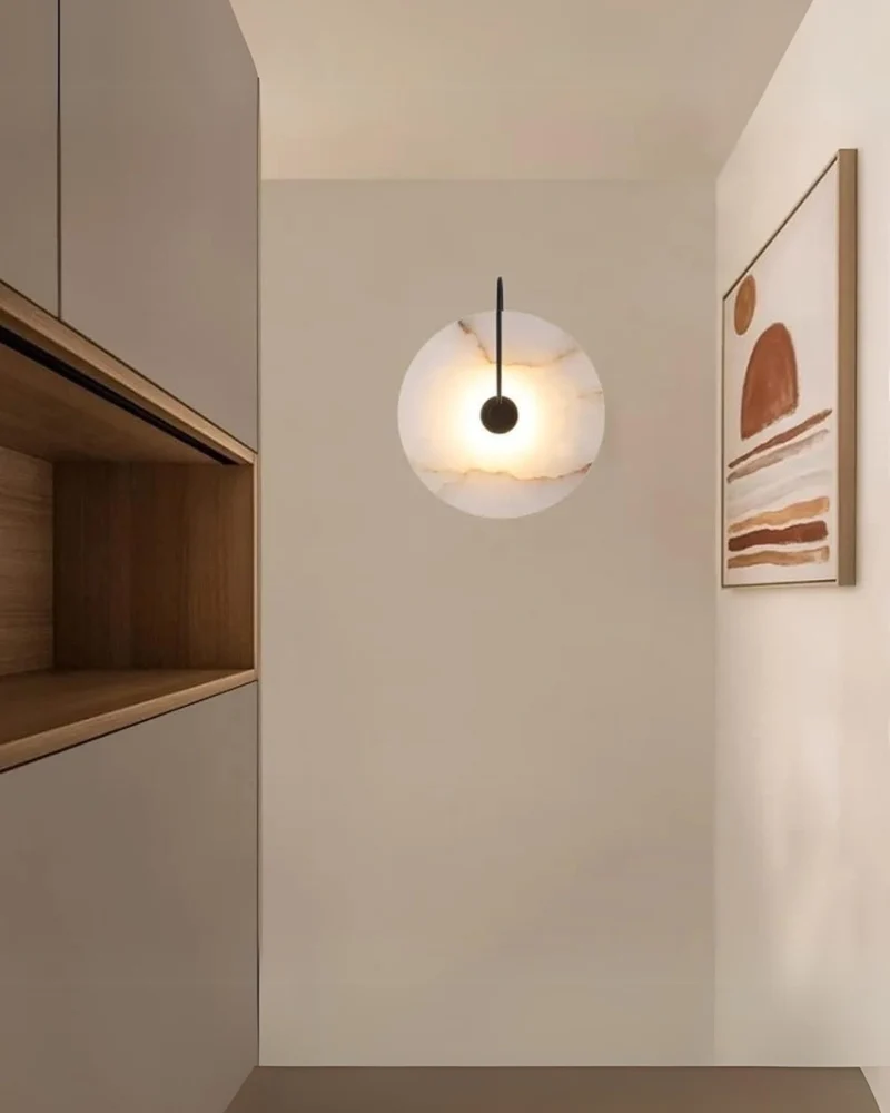 Ronde LED Wandlamp Acrylaat 20-25cm Zwart Goud Warm Licht Slaapkamer Hal | Sansoti