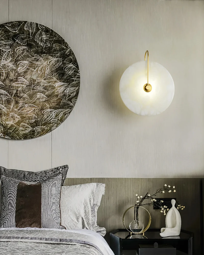 Ronde LED Wandlamp Acrylaat 20-25cm Zwart Goud Warm Licht Slaapkamer Hal | Sansoti