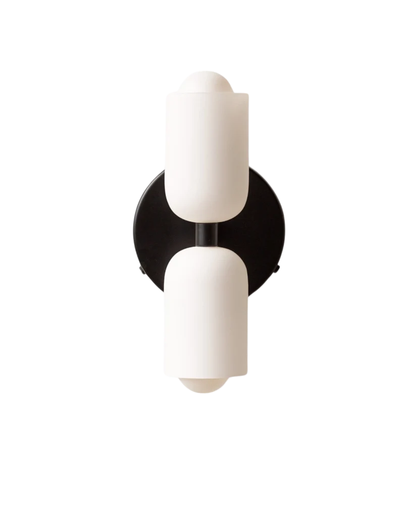 Wandlamp Dubbele Ronde Kap Zwart Frame Warm Sfeerlicht Slaapkamer Woonkamer Gang Minimalistische Wandverlichting Modern Japandi Scandinavisch Interieur | Sansoti
