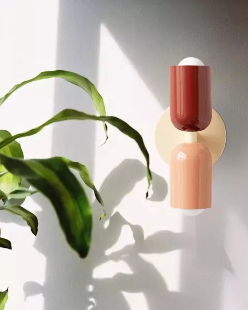 Wandlamp Dubbele Ronde Kap Zwart Frame Warm Sfeerlicht Slaapkamer Woonkamer Gang Minimalistische Wandverlichting Modern Japandi Scandinavisch Interieur | Sansoti