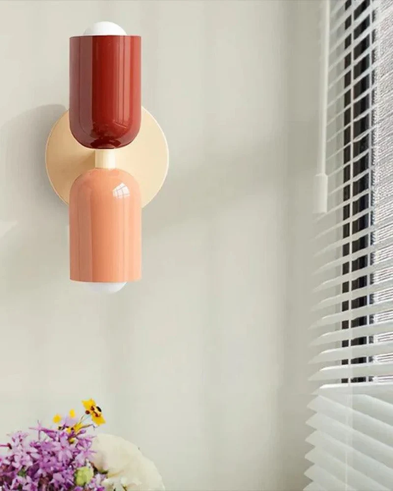 Wandlamp Dubbele Ronde Kap Zwart Frame Warm Sfeerlicht Slaapkamer Woonkamer Gang Minimalistische Wandverlichting Modern Japandi Scandinavisch Interieur | Sansoti