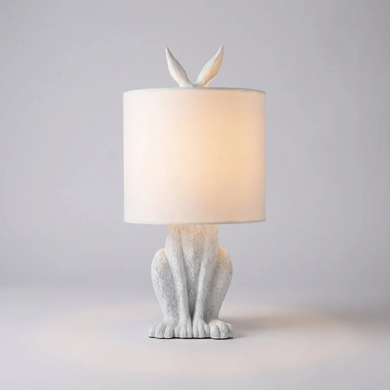 Tafellamp Konijn Goud Resin Linnen Kap E27 50cm Woonkamer Slaapkamer Decoratieve Nachtkastlamp Dierenlamp Sfeerverlichting | Sansoti