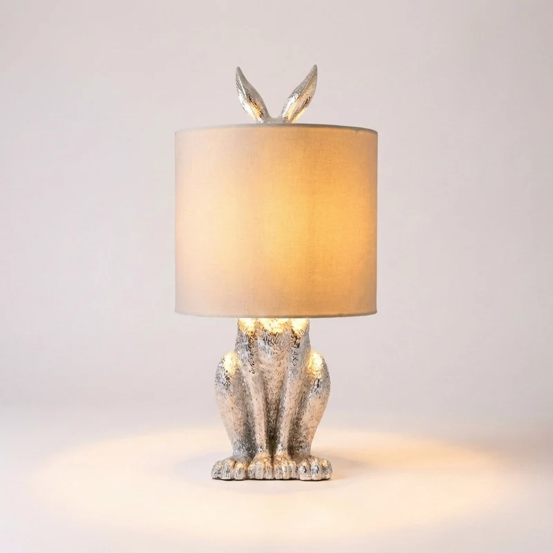 Tafellamp Konijn Goud Resin Linnen Kap E27 50cm Woonkamer Slaapkamer Decoratieve Nachtkastlamp Dierenlamp Sfeerverlichting | Sansoti