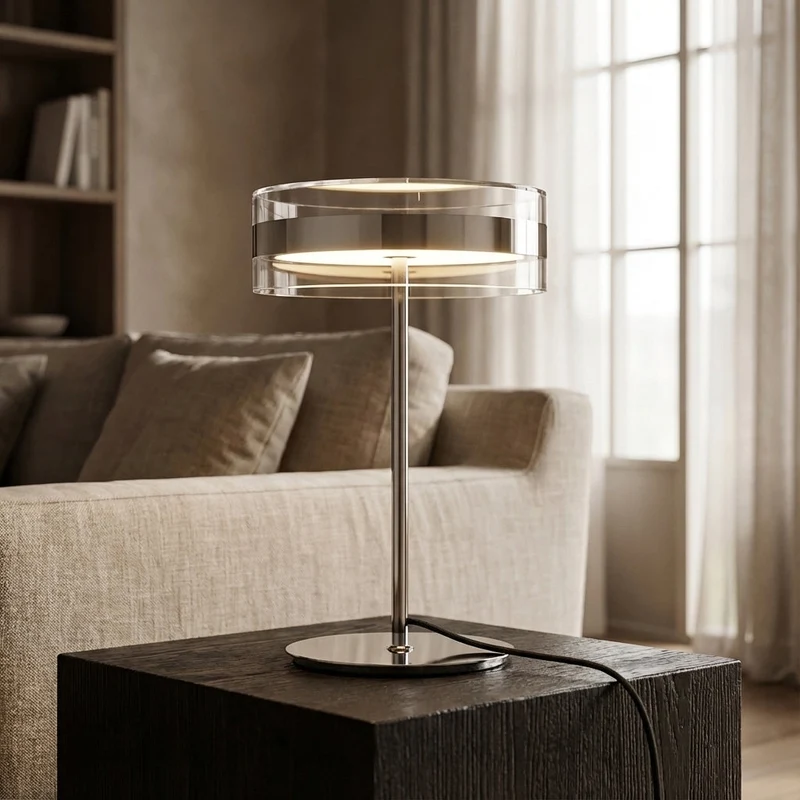 Tafellamp Glas Cilinder Metaal Chroom LED Ø20cm 40cm Woonkamer Slaapkamer Bureaulamp Modern Minimalistisch Sfeerverlichting | Sansoti