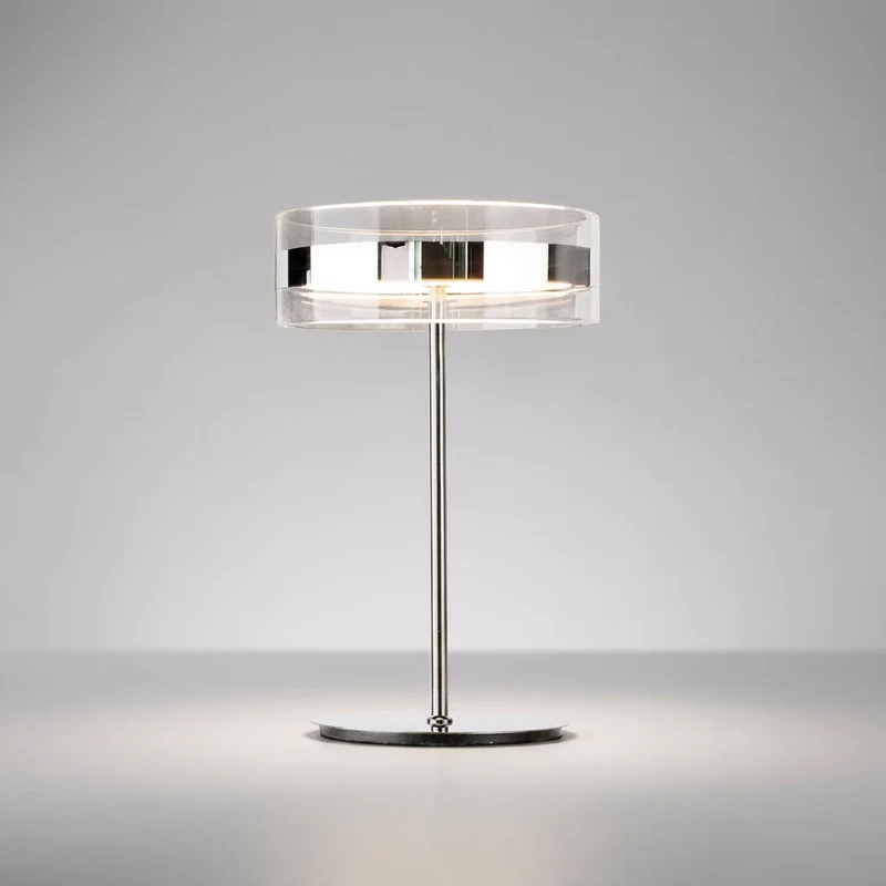 Tafellamp Glas Cilinder Metaal Chroom LED Ø20cm 40cm Woonkamer Slaapkamer Bureaulamp Modern Minimalistisch Sfeerverlichting | Sansoti