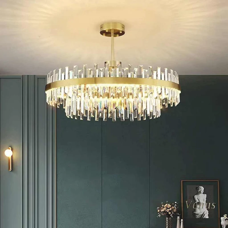 Kristallen Kroonluchter Goud Rond Ovaal LED 60 80 100cm | Sansoti
