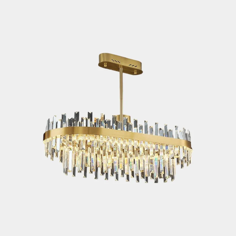 Kristallen Kroonluchter Goud Rond Ovaal LED 60 80 100cm | Sansoti