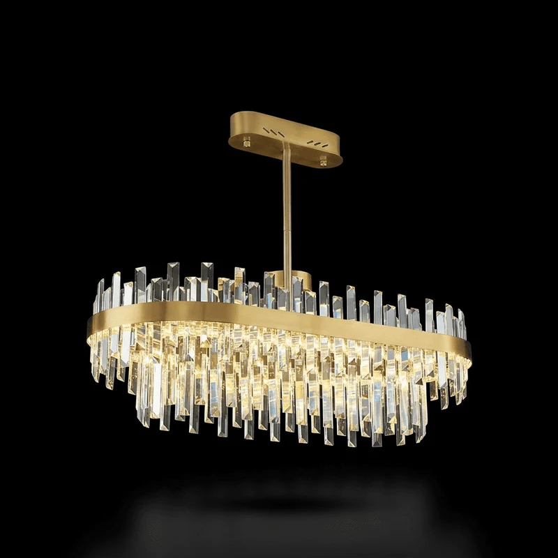 Kristallen Kroonluchter Goud Rond Ovaal LED 60 80 100cm | Sansoti