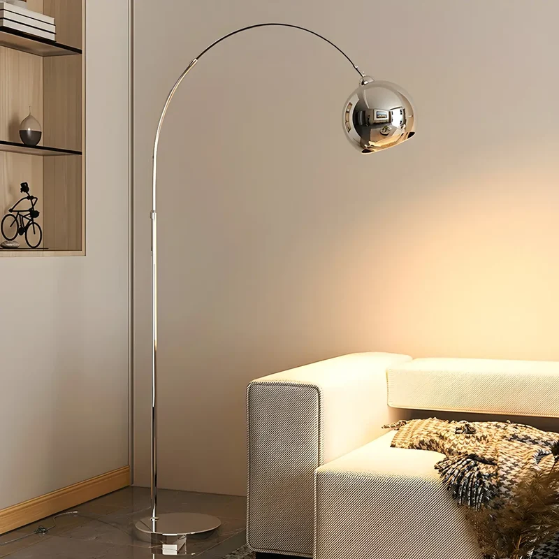 Booglamp Vloerlamp Chroom Zwart Zilver Verstelbaar 180cm E27 Woonkamer Modern | Sansoti