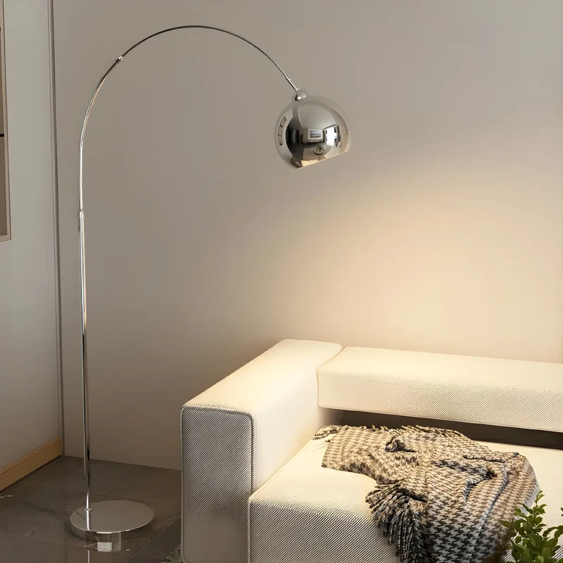 Booglamp Vloerlamp Chroom Zwart Zilver Verstelbaar 180cm E27 Woonkamer Modern | Sansoti