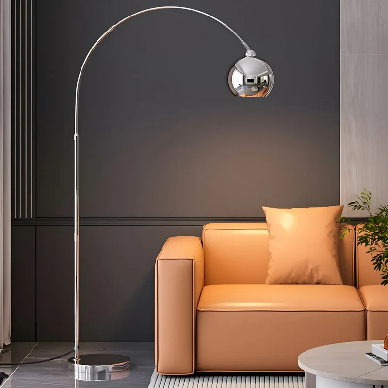 Booglamp Vloerlamp Chroom Zwart Zilver Verstelbaar 180cm E27 Woonkamer Modern | Sansoti