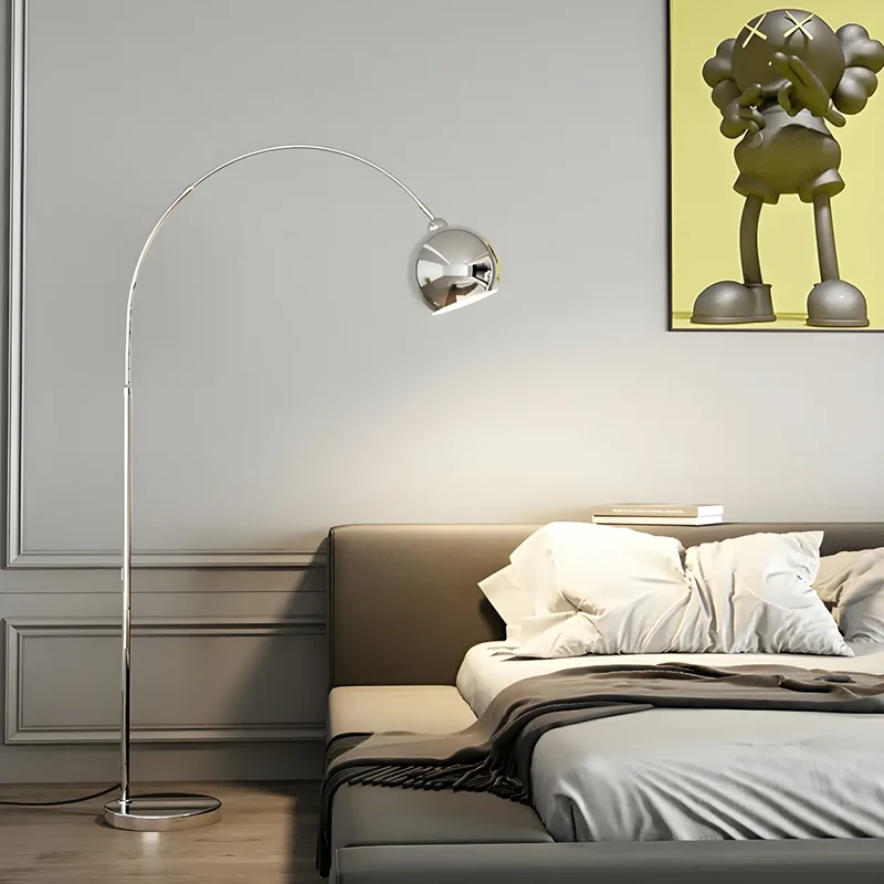 Booglamp Vloerlamp Chroom Zwart Zilver Verstelbaar 180cm E27 Woonkamer Modern | Sansoti