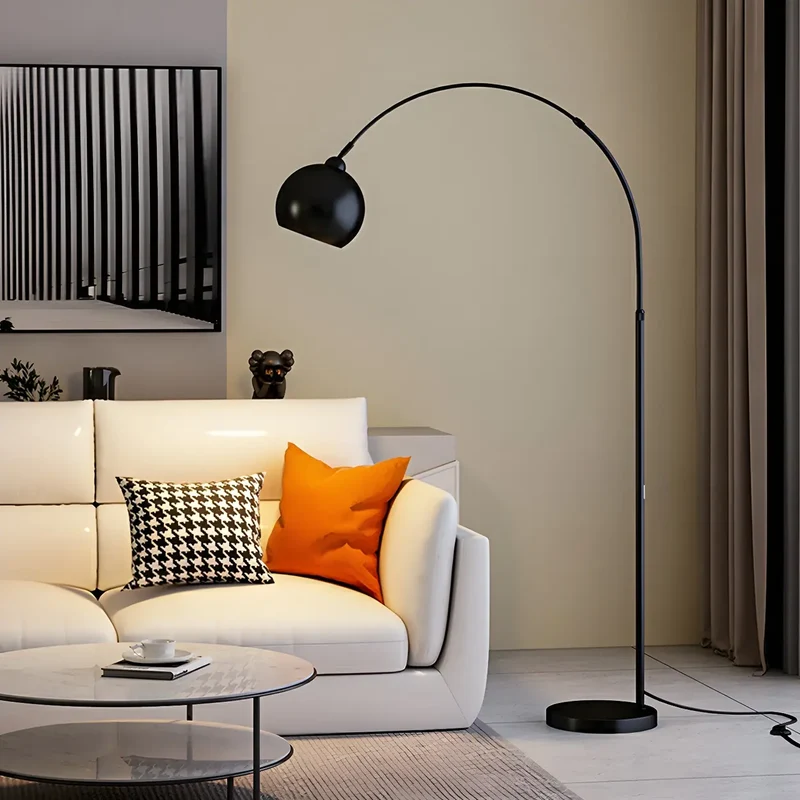 Booglamp Vloerlamp Chroom Zwart Zilver Verstelbaar 180cm E27 Woonkamer Modern | Sansoti