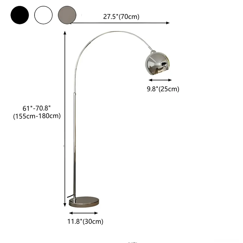 Booglamp Vloerlamp Chroom Zwart Zilver Verstelbaar 180cm E27 Woonkamer Modern | Sansoti