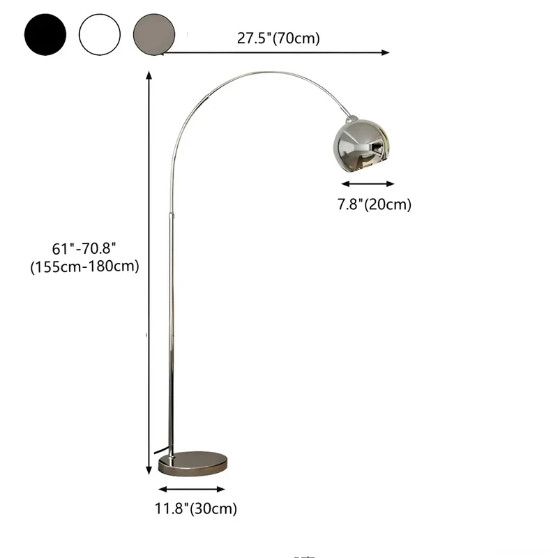 Booglamp Vloerlamp Chroom Zwart Zilver Verstelbaar 180cm E27 Woonkamer Modern | Sansoti