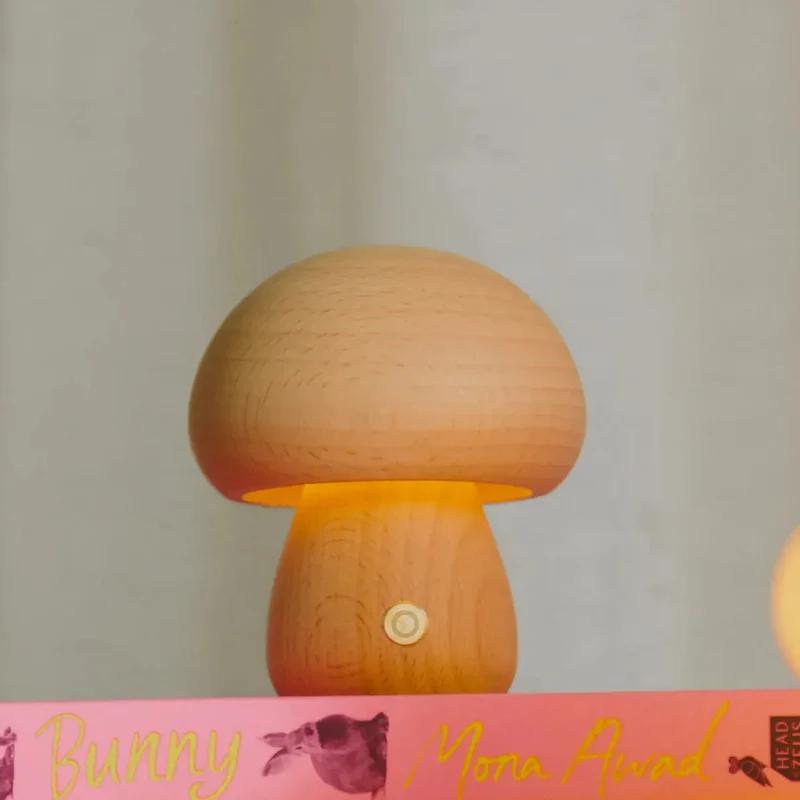 Tafellamp Hout Oplaadbaar Touch Dimbaar Paddenstoel Organisch Beuk Walnoot USB | Sansoti