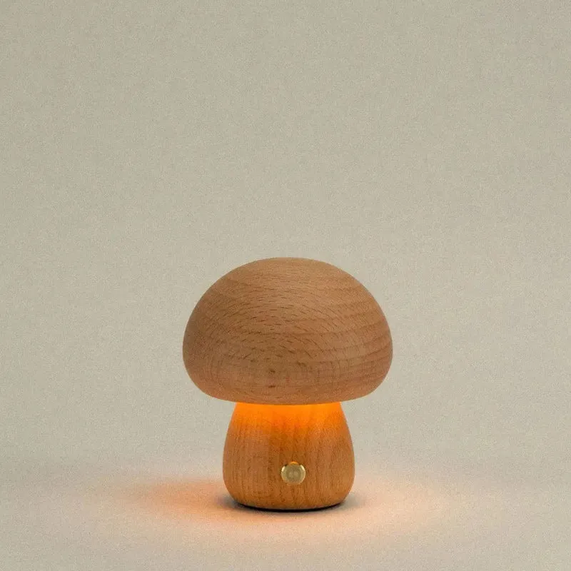 Tafellamp Hout Oplaadbaar Touch Dimbaar Paddenstoel Organisch Beuk Walnoot USB | Sansoti