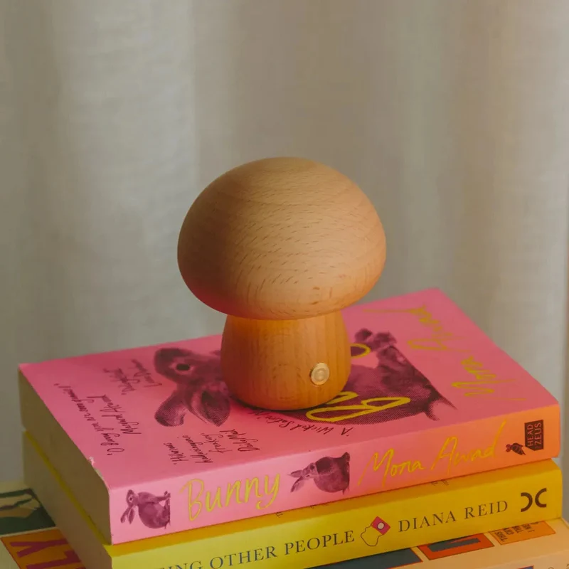 Tafellamp Hout Oplaadbaar Touch Dimbaar Paddenstoel Organisch Beuk Walnoot USB | Sansoti