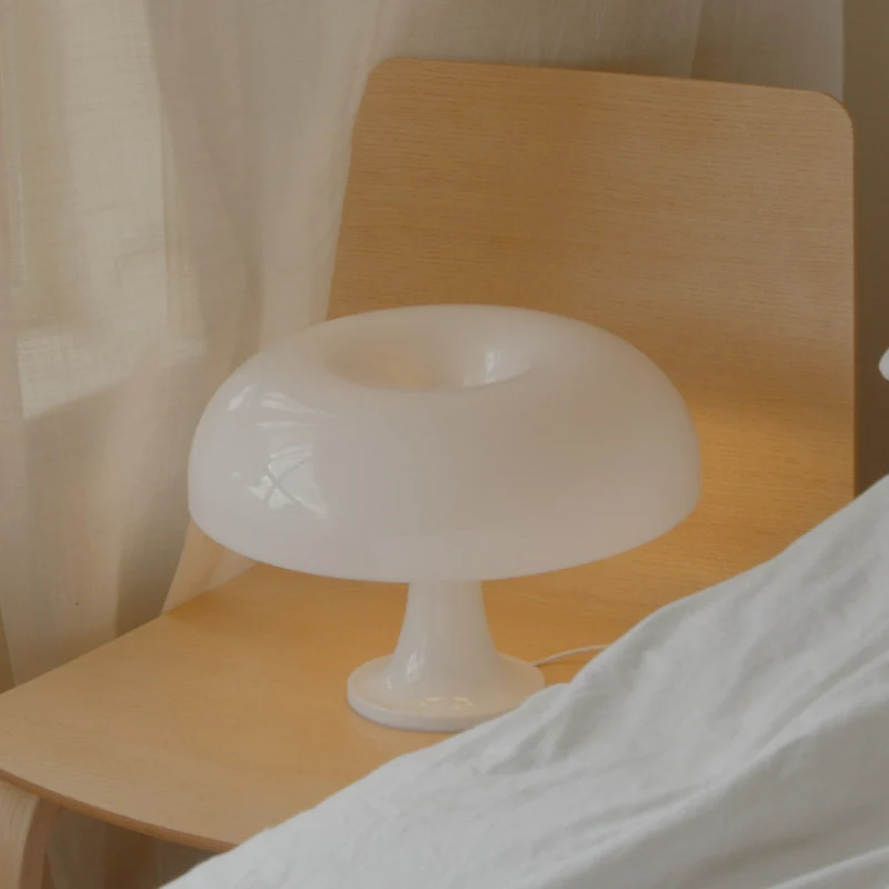 Tafellamp Acryl Paddenstoel Design Wit 32cm Nachtkastlamp Slaapkamer Sfeerverlichting | Sansoti
