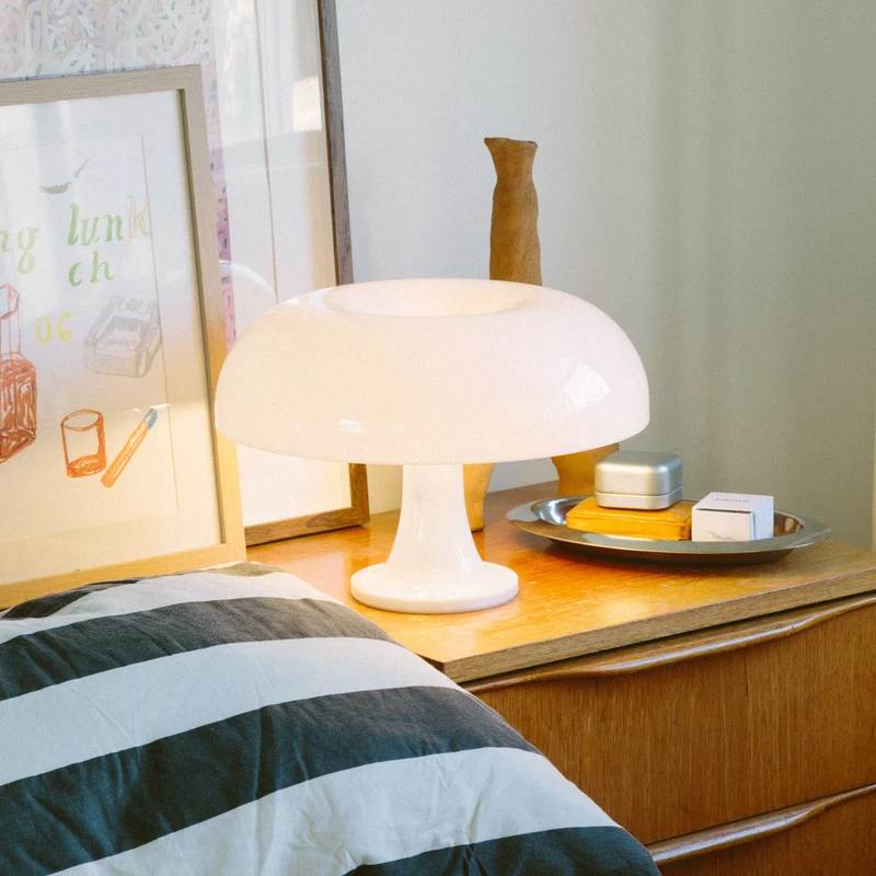 Tafellamp Acryl Paddenstoel Design Wit 32cm Nachtkastlamp Slaapkamer Sfeerverlichting | Sansoti