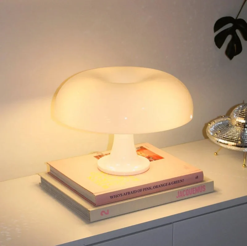 Tafellamp Acryl Paddenstoel Design Wit 32cm Nachtkastlamp Slaapkamer Sfeerverlichting | Sansoti