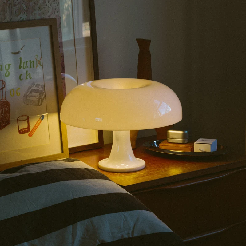 Tafellamp Acryl Paddenstoel Design Wit 32cm Nachtkastlamp Slaapkamer Sfeerverlichting | Sansoti