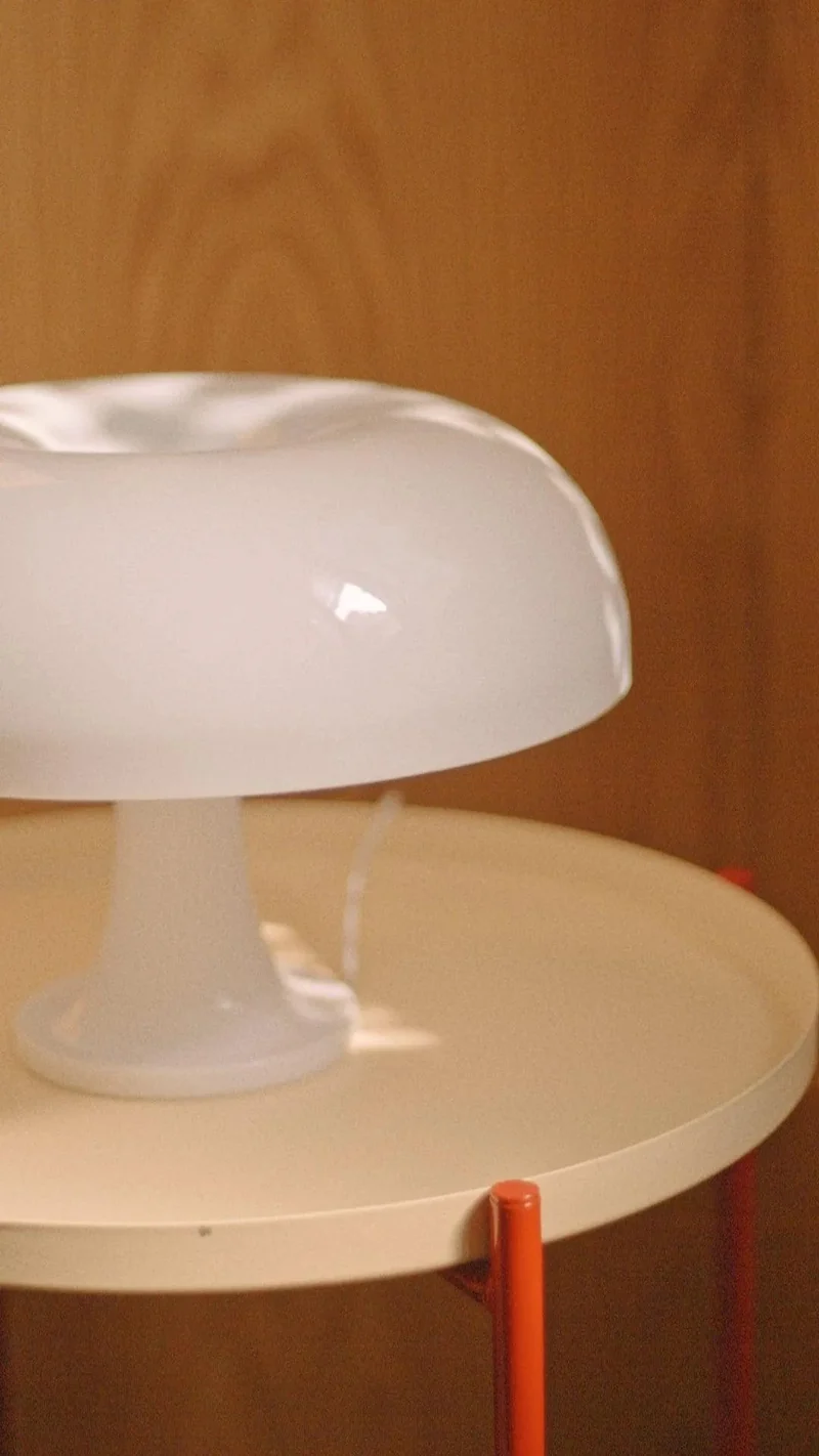 Tafellamp Acryl Paddenstoel Design Wit 32cm Nachtkastlamp Slaapkamer Sfeerverlichting | Sansoti