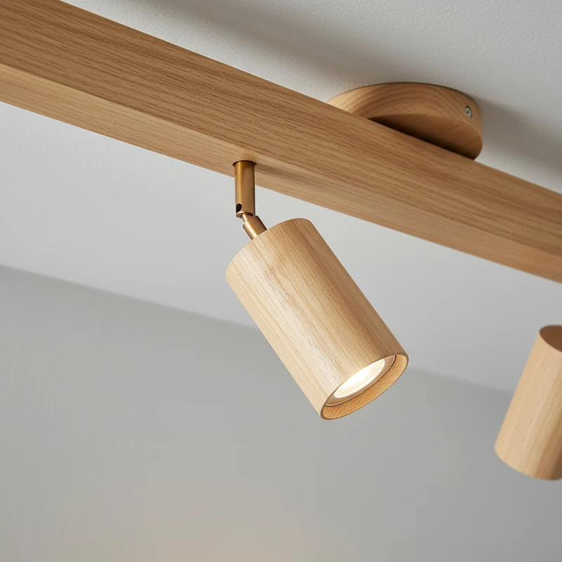 Plafondspot Hout Eiken GU10 LED Verstelbaar Woonkamer Slaapkamer Opbouwspot Naturel Houten Spot Eetkamer Japandi | Sansoti
