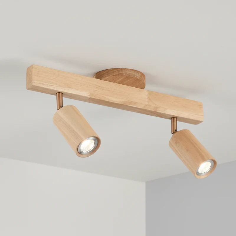 Plafondspot Hout Eiken GU10 LED Verstelbaar Woonkamer Slaapkamer Opbouwspot Naturel Houten Spot Eetkamer Japandi | Sansoti