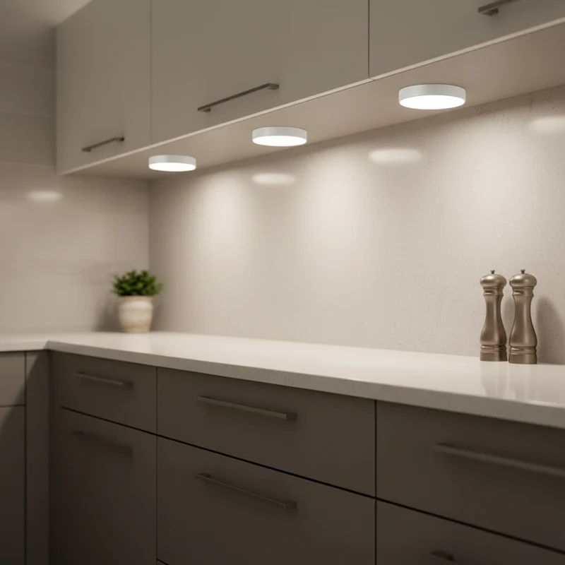 LED Spotjes Onderkast Batterij Draadloos Dimbaar Set 3 Keuken Kastverlichting Zelfklevend Afstandsbediening Plakspot | Sansoti