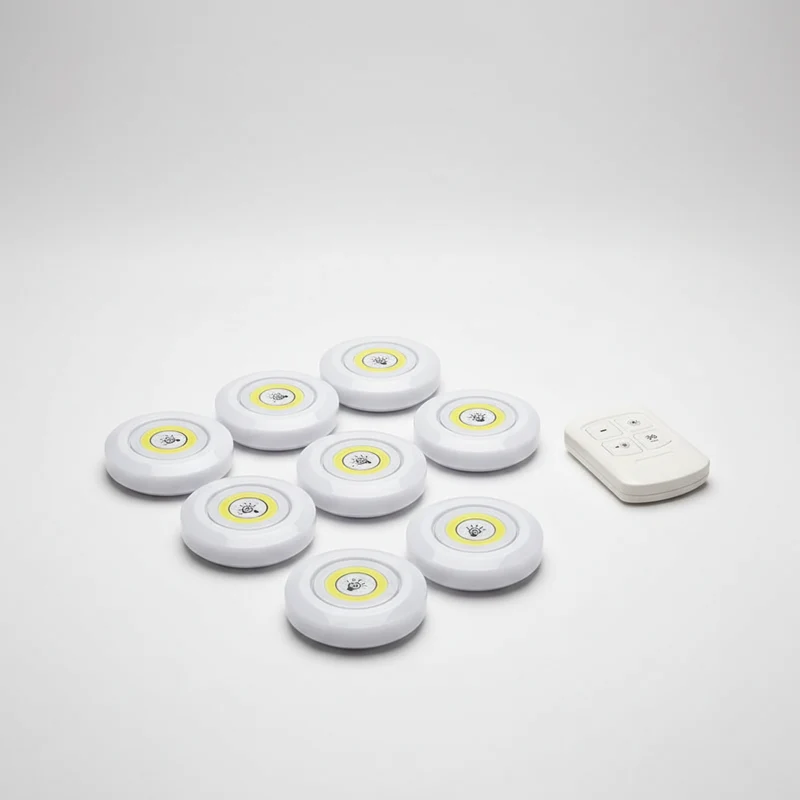 LED Spotjes Onderkast Batterij Draadloos Dimbaar Set 3 Keuken Kastverlichting Zelfklevend Afstandsbediening Plakspot | Sansoti