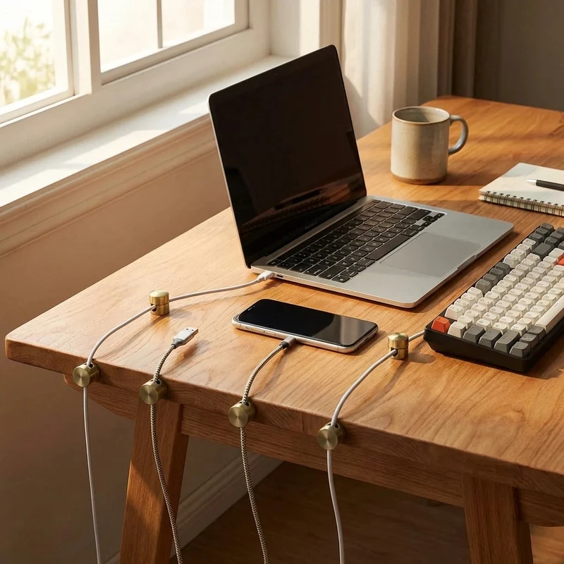 Kabelclips Zelfklevend Kabelmanagement 3 Stuks Aluminium Goud Zilver Zwart Bureau Wand | Sansoti