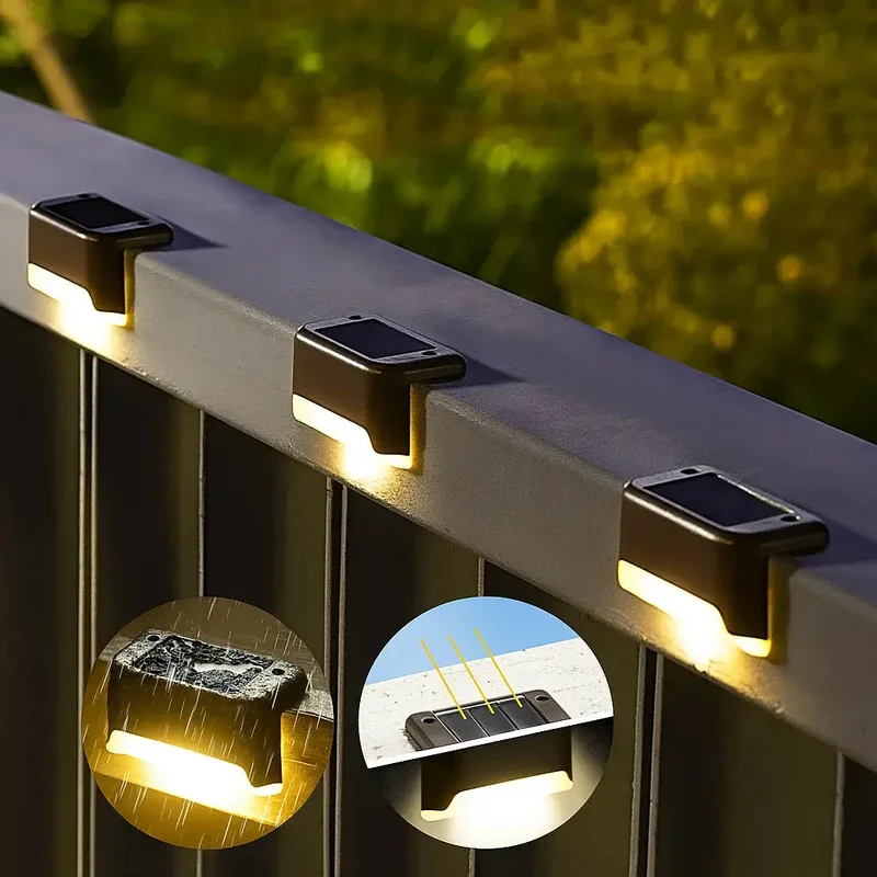 Solarlampen Buiten Set 4 Stuks ABS IP65 Warm Wit Bewegingssensor Terras Oprit Tuin Automatisch Zonne-energie Kabellos Wandlamp Buitenlamp | Sansoti