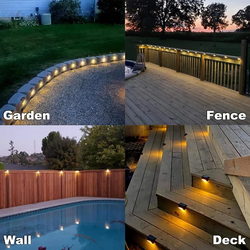 Solarlampen Buiten Set 4 Stuks ABS IP65 Warm Wit Bewegingssensor Terras Oprit Tuin Automatisch Zonne-energie Kabellos Wandlamp Buitenlamp | Sansoti