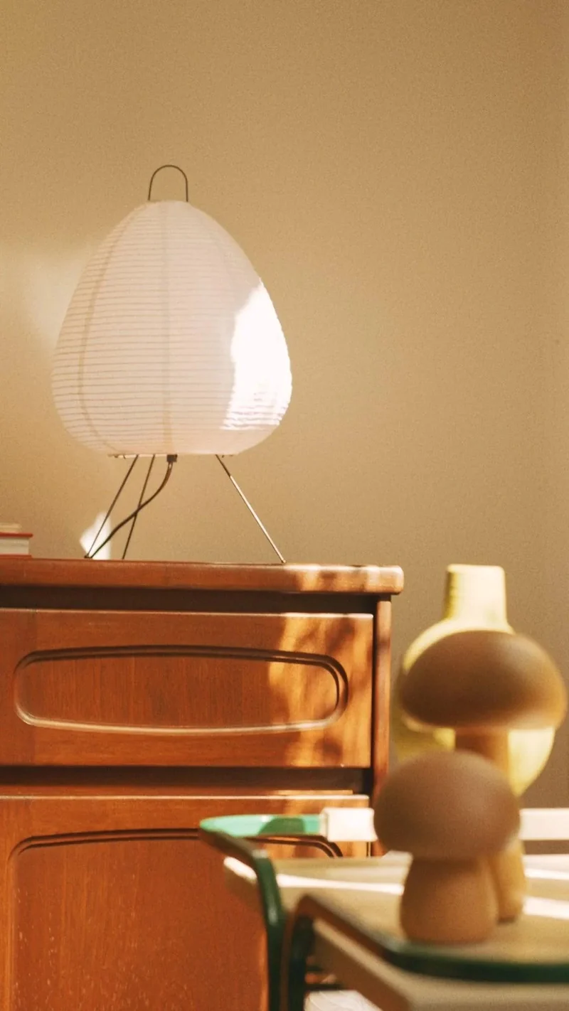 Tafellamp Rijstpapier Japans Minimalistisch 28cm Metalen Frame Sfeerverlichting Wit | Sansoti