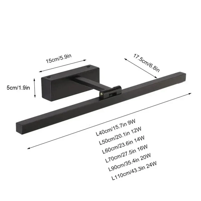 Spiegellamp LED Badkamer Waterdicht Zwart Zilver 40cm tot 110cm Spiegelverlichting | Sansoti